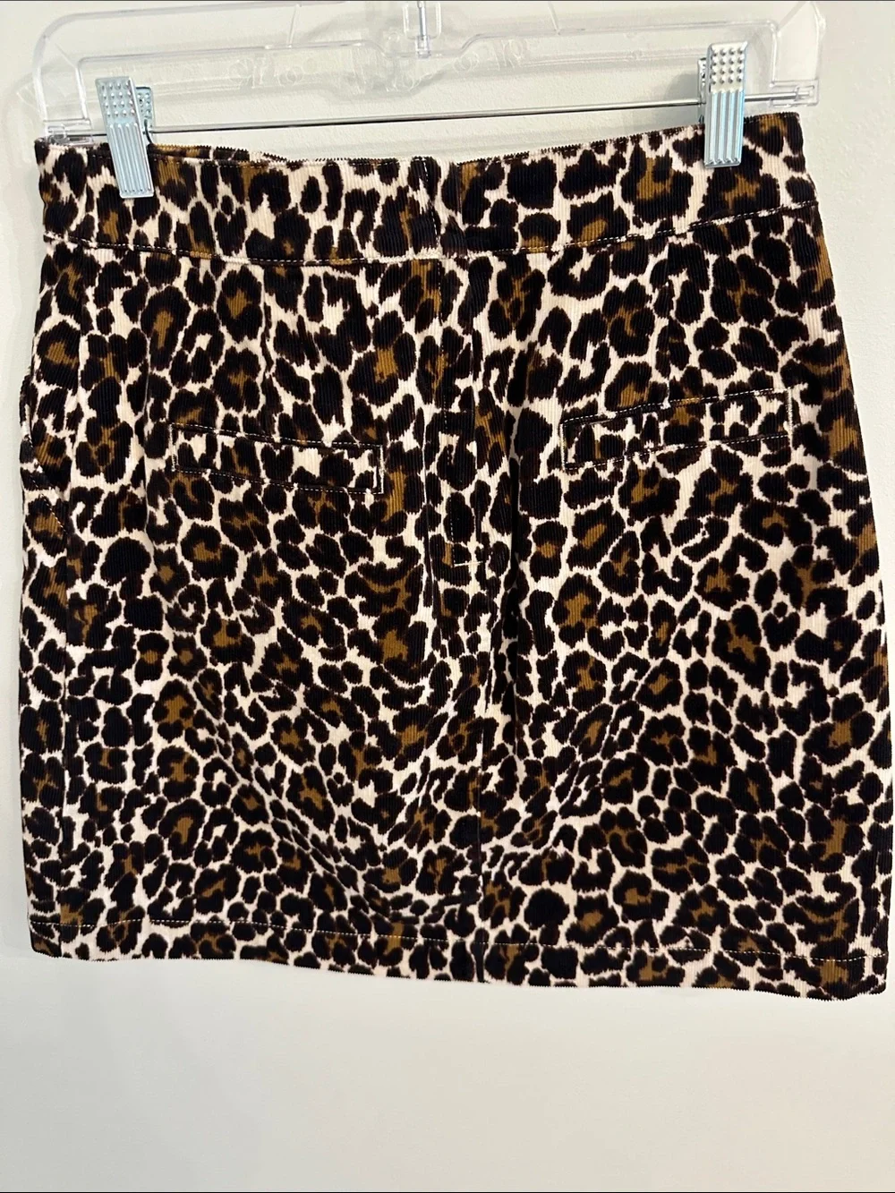 J. Crew Leopard Print Buckle Mini Skirt in Corduroy